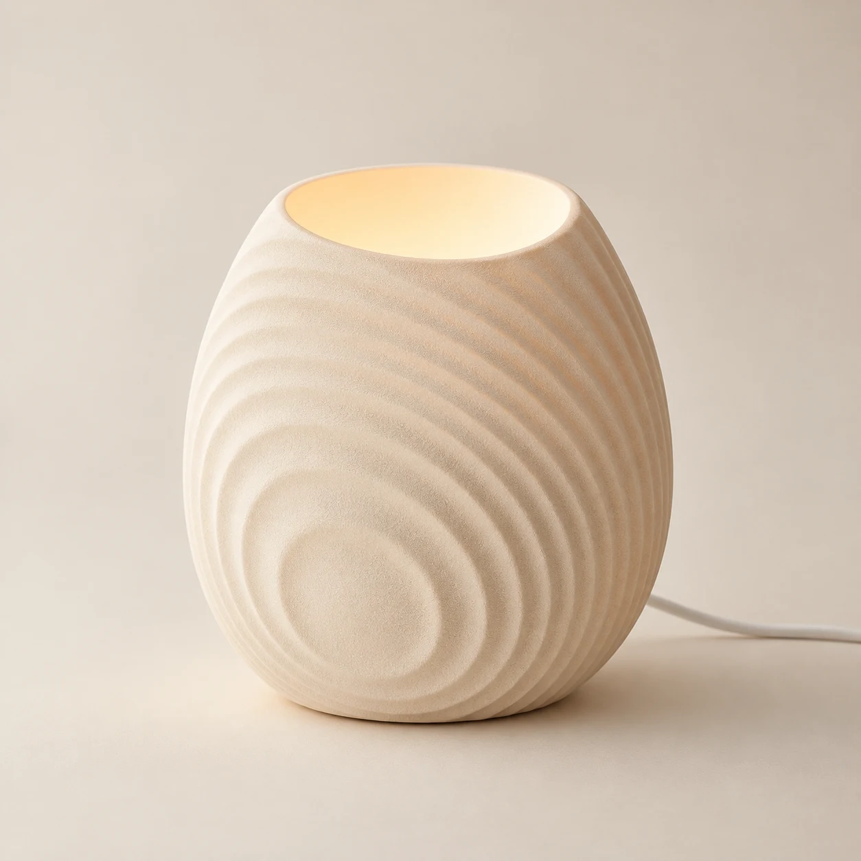 Ripple Shell Lamp, Sand, concentric ripple relief